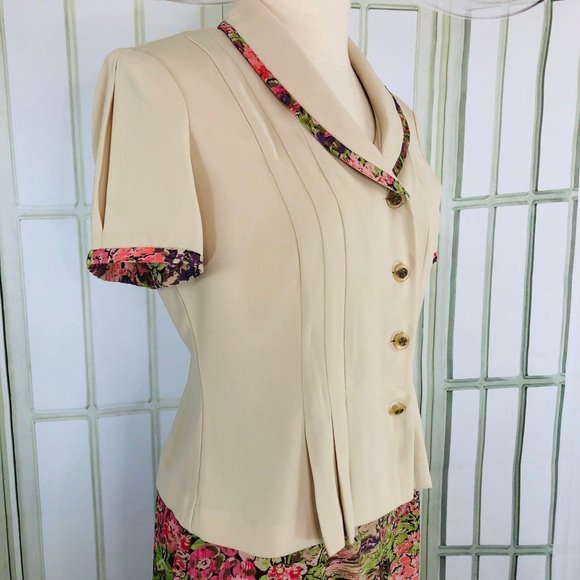 Danny & Nicole Skirt Suit Knee Length V-Neck 12P - Picture 3 of 8